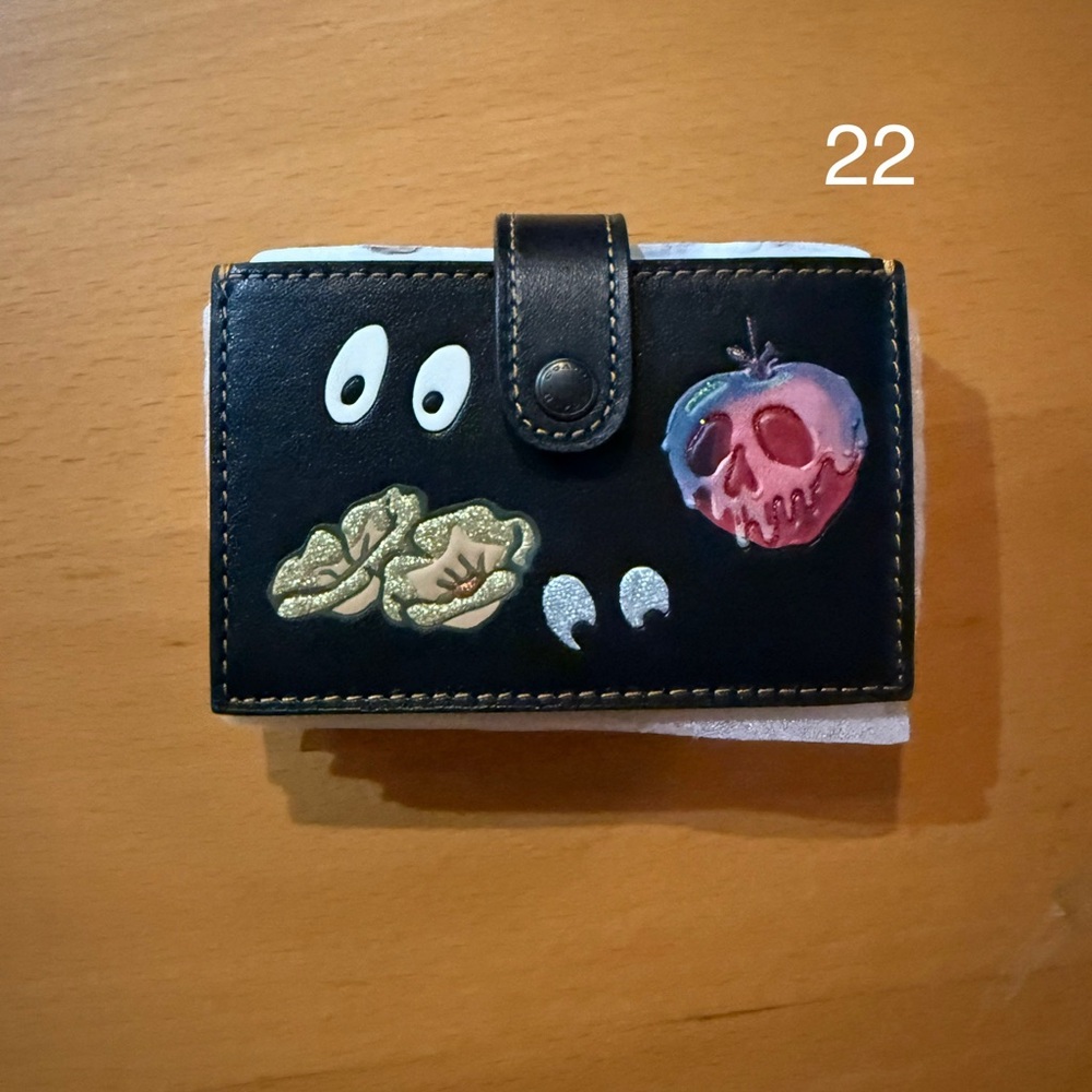 Coach X Disney Black Card Case with Snow White Patches on it. (22)